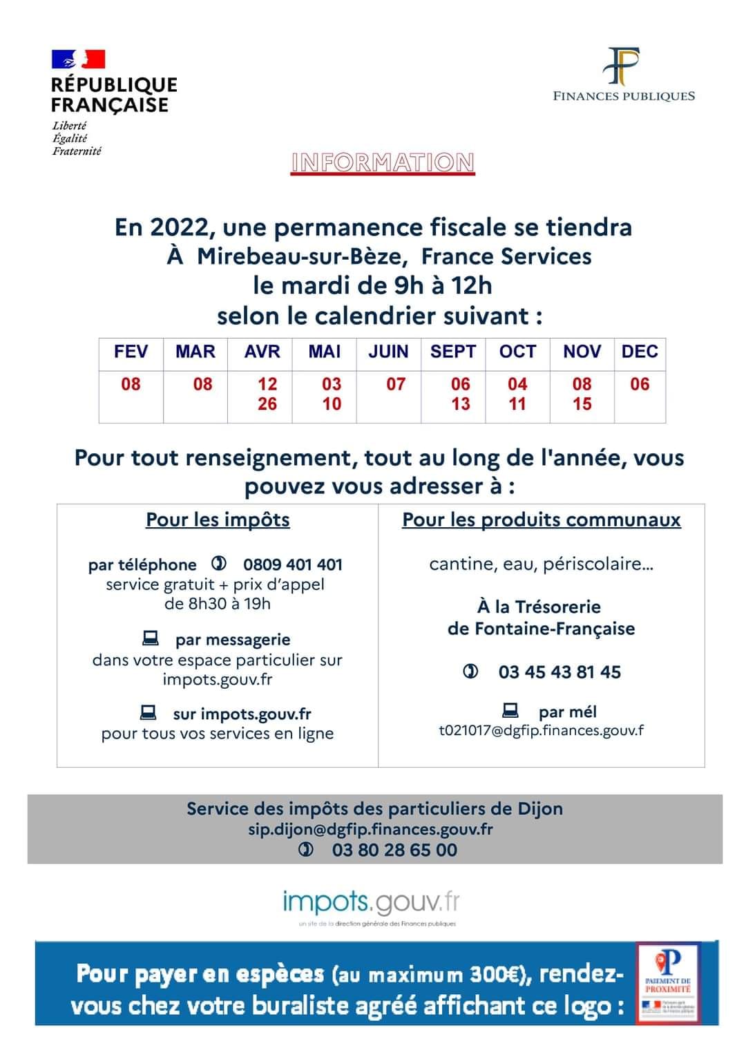 permanences fiscales 2022
